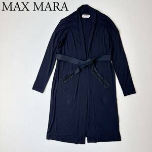 良品 S Max Mara エスマックスマーラ ロングカーディガン ニットカーディガン　トップス ストレッチ ガウン 羽織 ベルト付き レディース