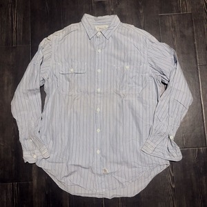 [USED] POLO RALPH LAUREN STRIPE SHIRTS SAX L　白タグ