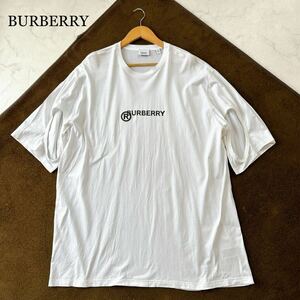 美品/現行タグ/ XL相当●BURBERRY バーバリー 半袖Tシャツ カットソー トップス ロゴプリント オーバーサイズ 希少 ビックサイズ 白 メンズ