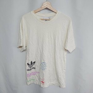 ◇ ⊂ adidas アディダス トレフォイル ブランドロゴプリント 半袖 Tシャツ サイズM オフホワイト レディース E