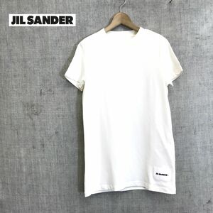 R1777-N◆良品◆ギリシャ製 JILSANDER ＋ ジルサンダー プラス 半袖Tシャツ カットソー 無地 ロゴパッチ ◆ sizeS ホワイト コットン