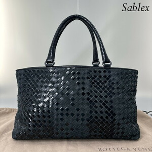 1円【新品同様】BOTTEGAVENETA ボッテガヴェネタ トートバッグ 200479 イントレチャート スエード レザー トートバッグ ブラック系