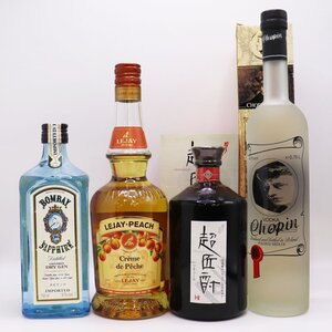 1円～ 未開栓 お酒4本おまとめ! ボンベイ・サファイア/ショパン/ペシェ/超匠酎 ジン/ウォッカ/リキュール 割り材 カクテル 古酒 送料無料！