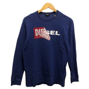 ディーゼル DIESEL トップス Tシャツ クルーネック プリント ロゴ 綿 無地 長袖 紫 パープル 白 ホワイト 赤 レッド メンズ