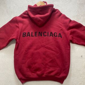 【極美品・デムナ期】 BALENCIAGA バレンシアガ メンズ プルオーバー スウェット パーカー バックロゴ ビッグロゴ レッド XL相当