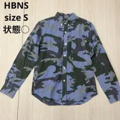 ★ HBNS ハバノス ギンガムチェック 迷彩 シャツ S