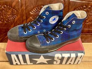 ★☆90s!USA!レア!!converse ALL STAR PLAID 青/緑 4.5 23.5cm コンバース オールスター チェック ハイカット ビンテージ 2412☆★