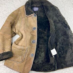 定価150万円相当XL!!! Guepe『最高級の肌触り』 SHEARLING ムートンコート 羊革 ラムレザー シープスキン 極暖◎パッチワーク 重厚感◎秋冬