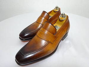 Santoni サントーニ　レザーローファー　Uチップペニーローファー　ビジネスシューズ　アンティーク仕上げ　5　24cm位　未使用保管品