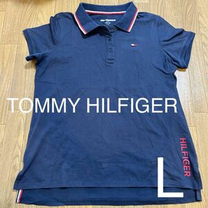 ♪♪⑨TOMMY HILFIGER トミーヒルフィガー☆ネイビー ポロシャツ Lサイズ☆レディース？