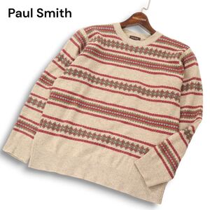 Paul Smith COLLECTION ポールスミス コレクション 秋冬 ウール100%★ ジャガード ボーダー ニット セーター Sz.L　メンズ　I4T03794_B#K