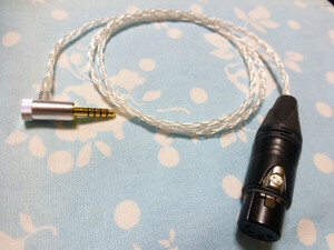 XLR コネクタ 4ピン (メス) → 4.4mm5極 L字 6N純銀撚り線 八芯 ブレイド編 4.4mm5極 L字 トープラ販売 80cm 変換ケーブル ( 延長 変更可