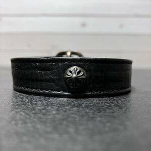 未使用 CHROME HEARTS GUNSLINGER BRACELET CROSSBALL BLACK LEATHER クロムハーツ ガンシンガー クロスボール ブレスレット ブラック