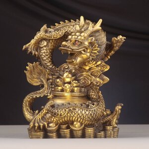 新品！銅置物 龍 風水 置物 開運 龍置物 龍の縁起物置物 高27cm