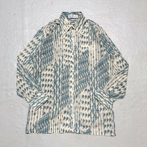 90s vintage シースルー　総柄　レトロ　シャツ　古着