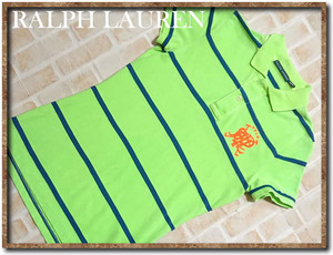 ☆RALPH LAUREN　ラルフローレン　刺繍入りボーダー半袖ポロシャツ　黄緑☆