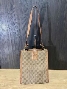 GUCCI トートバッグ　レザー　GG柄　キャンバス　ハンドバッグ