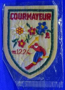 山小屋 刺繍ワッペン イタリア/スイス クールマイヨール/Courmayeur スキー 1224 白