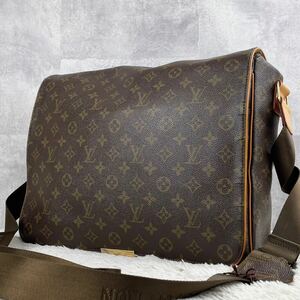 美品 LOUIS VUITTON ルイヴィトン アベス モノグラム ショルダーバッグ クロスボディ メッセンジャー 斜めがけ 肩掛け ヌメ革 PVC レザー 