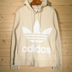 良品！adidas Originals アディダス オリジナルス◆ビッグロゴ 三つ葉 トレフォイル パーカー スウェット◆レディース クリーム S◆AA1296