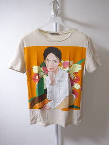 ZARA 半袖Tシャツ 女性 プリント ベージュ オレンジ レディース EUR S / USA S / MEX 26 ザラ