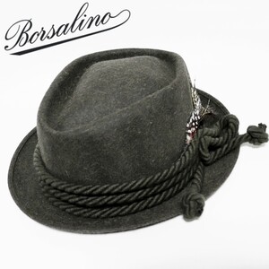 《Borsalino ボルサリーノ》新品 定価73,700円 イタリア製 秋冬 ロープリボン 高級ラビットファーフェルトハット ウールハット 58(M) S0836