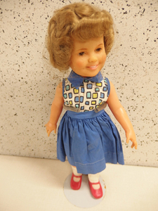 0910708s【シャーリーテンプル/ビンテージ スリープアイドール 1972？】IDEAL Shirley Temple doll/中古品/スタンド付き/全長42cm程度