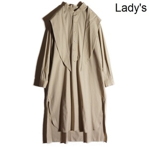 J7222P　▼Scye サイ × Drawer ドゥロワー▼ SHIRT DRESS コットン フード付き シャツワンピース ベージュ 38 オーバーサイズ 春夏 rb