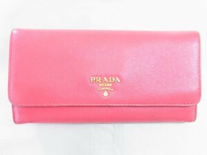 プラダ PRADA 二つ折り長財布 サフィアーノレザー ピンク 中古品