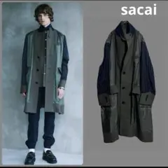 2021年春夏サカイ　異素材ドッキングロングコート　sacai