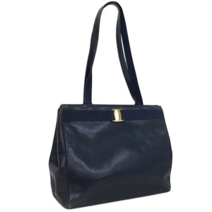 1円 ■ フェラガモ トートバッグ BA-21 2530 ブラック系 レザー ヴァラ Salvatore Ferragamo ■E.Biu.zE-21