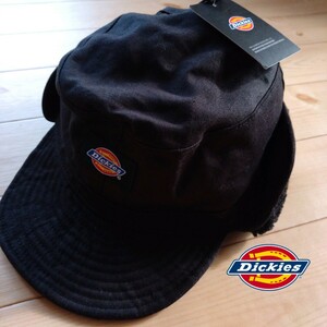 新品 Dickies ディッキーズ 耳当てボア　キャップ 帽子　ブラック 黒　　本体 綿１００％　ボア ポリエステル　