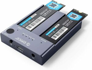 【クローン機能】ORICO USB-C NVME M.2 SSDケース 2ベイ コピー機能付 USB3.1 外付けケース M-Key / B&M Key（Nvmeのみ）