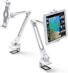 AboveTEK 頑丈なiPad スタンド ホルダー クリップ式 ，アルミ製ロングアーム iPadタブレットマウント/スマホ 36