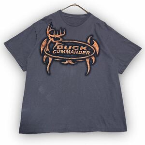 Y37★USA古着★BUCK COMMANDER 半袖Tシャツ ロゴドン 完売モデル 国内入手困難 XXLサイズ相当 ダークグレー ユニセックス 万能 ユニーク