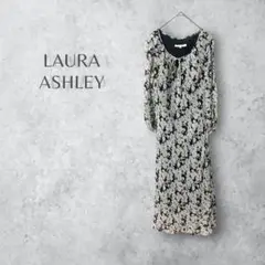 【LAURA ASHLEY ローラアシュレイ】　花柄ワンピース　シルク　リボン