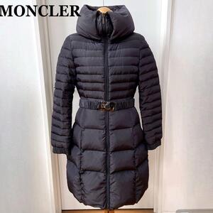 美品★MONCLER モンクレール★DURACE ドゥレース★ベルト付ダウンコート　ダウンジャケット★チャコールグレー　サイズ0