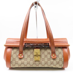 96108★1円スタート★GUCCI グッチ 中綺麗 GG柄 ハンドバッグ ヴィンテージ バンブーライン ショルダーバッグ GGキャンバス