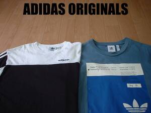 即戦力2着セットADIDAS ORIGINALSクルーネックTシャツL白黒3ライン&サックス正規アディダスオリジナルスジャージトップトラックジャケット