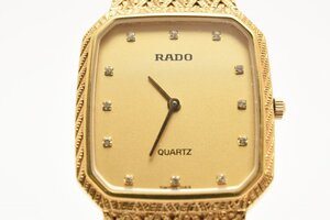 ラドー 石付き ゴールド文字盤 ゴールド クォーツ レディース 腕時計 RADO