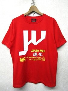 V0788：canterbury カンタベリー リポビタンSチャレンジ2013 日本対ウェールズ 半袖Tシャツ/赤/L プリントTシャツ ラグビー アメフト：35