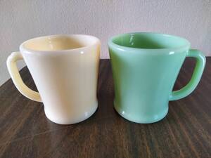 ファイヤーキング FIRE KING 初期刻印 フラットボトム ジェダイ アイボリー Dハンドル マグカップ マグ Jadeite Ivory D-handle 