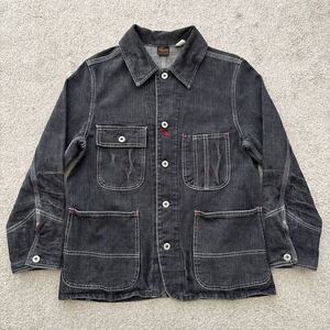 Prentiss プレンティス 先染め ブラック デニム カバーオール MEDIUM 厚手 COVERALL ビンテージ 復刻 ワークジャケット 50s 60s