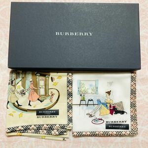 【人気柄】新品/2枚/女の子/BURBERRY/ハンカチ/正規品/バーバリー/綿100%/未使用/即決/匿名発送/桜/ピンク/y/大判/箱なし/犬/ダックス/黄色