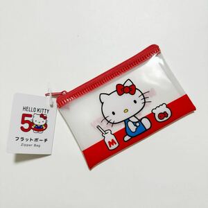 ★ HELLO KITTY 50TH ANNIVERSARY フラットポーチ Zipper Bag SANRIO ハローキティー 50周年記念フラットポーチ（S）70年代 サンリオ ネコ