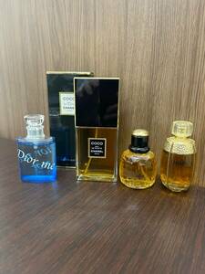 #915【現状保管品】香水 フレグランス 4個セット シャネル COCO オードトワレ100ml サンローラン Dior me not　アンティーク 雑貨 ガラス瓶