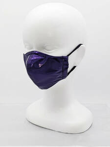 パープルエナメル(PVC) ファッションマスク(裏地はエナメル！ノーズフィットワイヤー付き)3Lサイズ(大きなマスク)ハンドメイド 光沢抜群