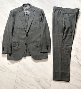 希少 Loro Piana ストライプ セットアップ スーツ グレー 46 サイズ 相当 ロロピアーナ 生地 美品 ジャケット & パンツ 通年 薄手 ウール