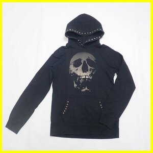 ★HYSTERIC GLAMOUR/ヒステリックグラマー スカルベリー スタッズパーカー メンズS相当/ブラック/コットン100%&1016900036