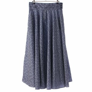 【マックスマーラ】Max mara　ロゴジャガード 総柄 フレア ロング スカート ボトムス ネイビー 42 未使用【中古】【正規品保証】205472